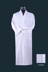 White Cotton Diamond Waffle Kimono Collar